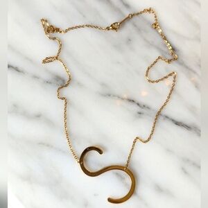 Sideways Initial S Necklace - 18k Gold over Stainless - rose gold